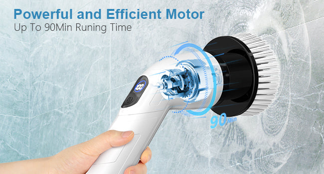 Cordless Electric Spin Scrubber with Long Handle & 8 Brush Heads