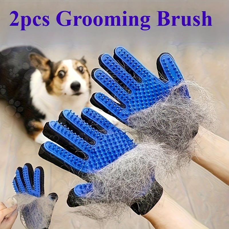 Alzaire Two-Pack Grooming Gloves – Gentle Deshedding Silicone Massage for Cats and Dogs