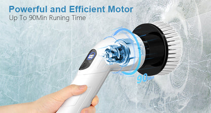 Cordless Electric Spin Scrubber with Long Handle & 8 Brush Heads