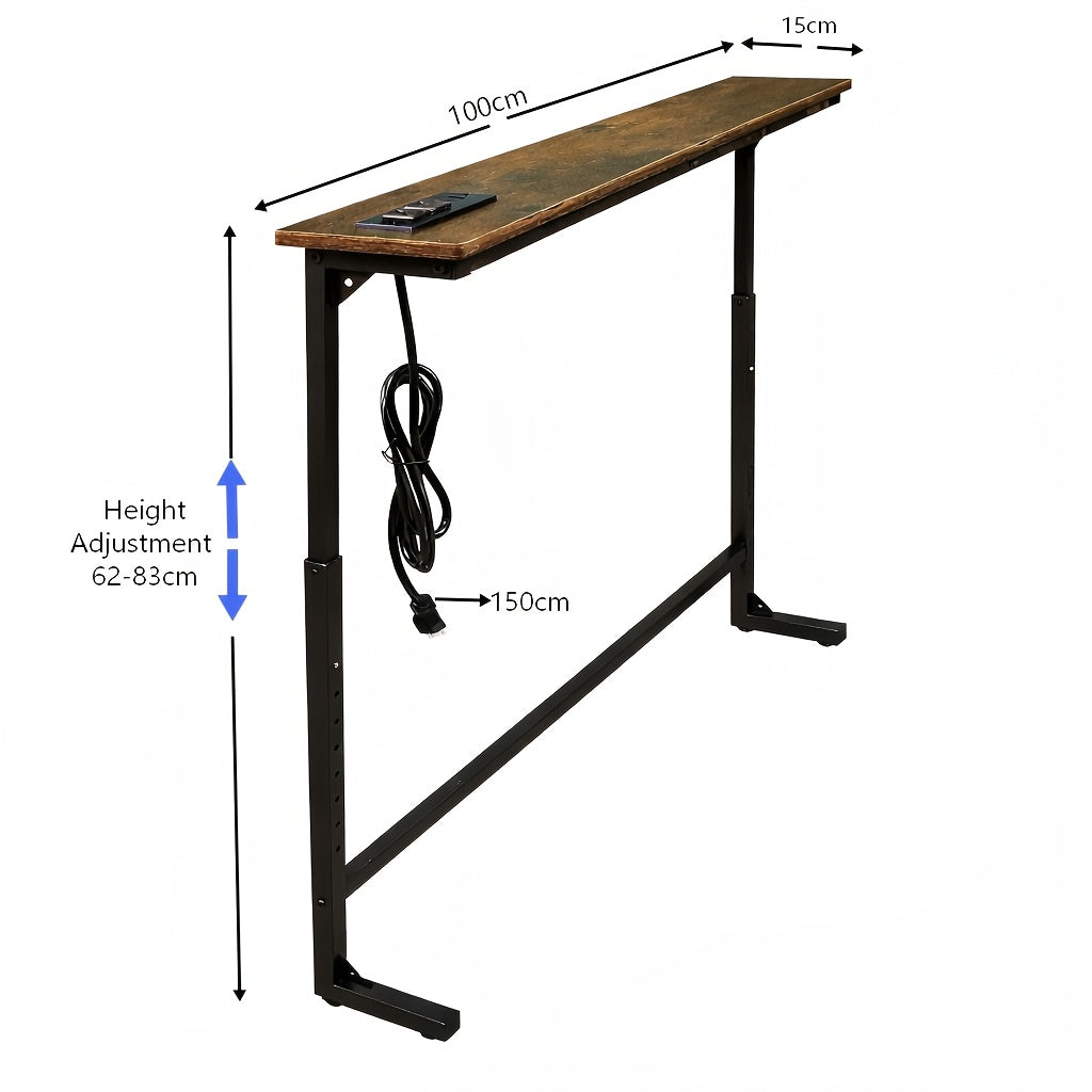Adjustable Sofa Table – Built-In Outlets, Walnut Top