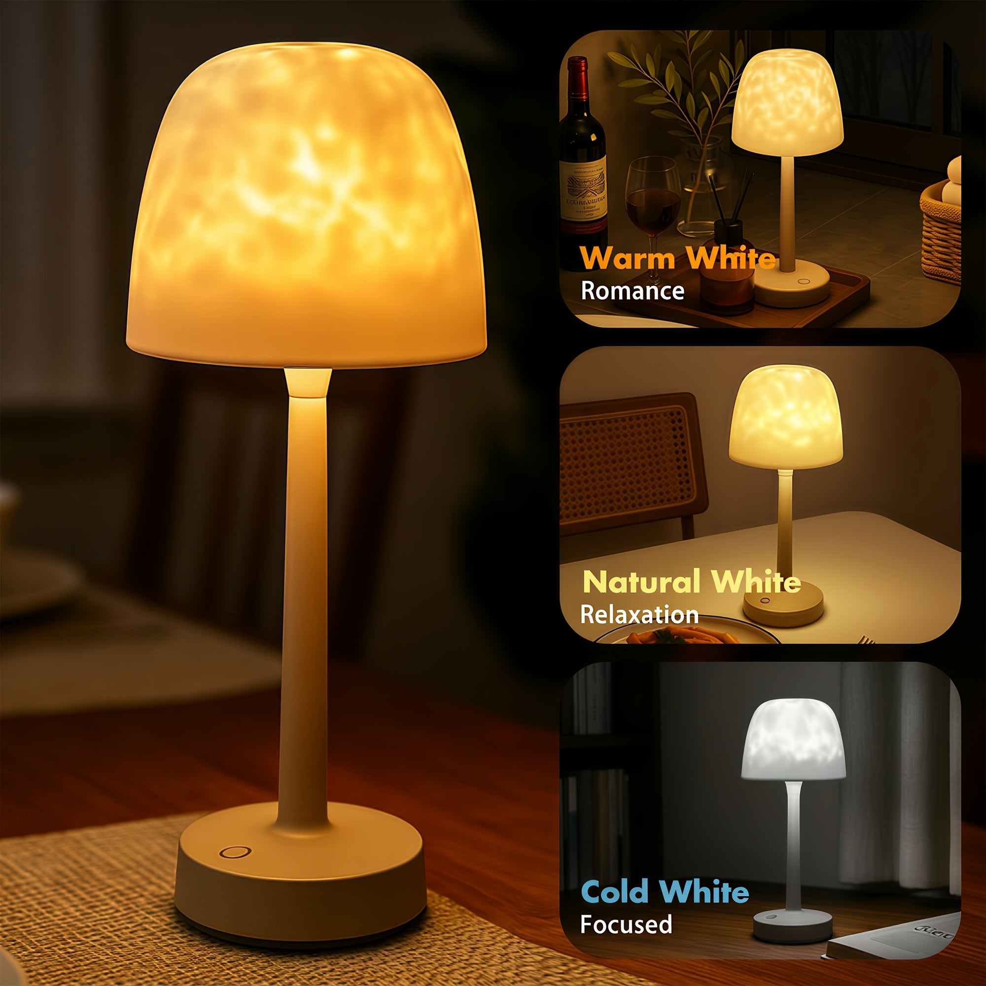 Rechargeable 16-Color Cordless Light With Remote Ocean Wave LED Projector