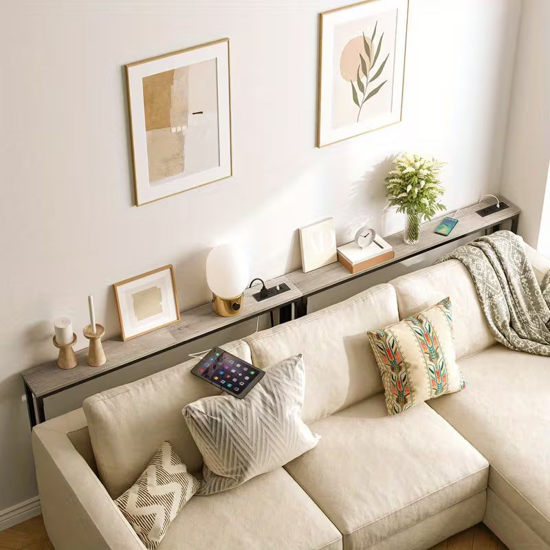 Slim Behind-Sofa Table With Built-In Outlets