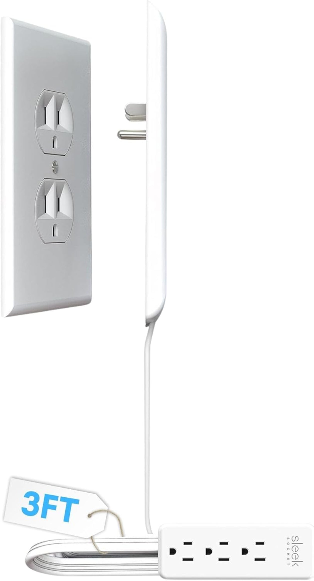 Sleek Socket: Ultra-Thin Flat Plug Outlet Extender