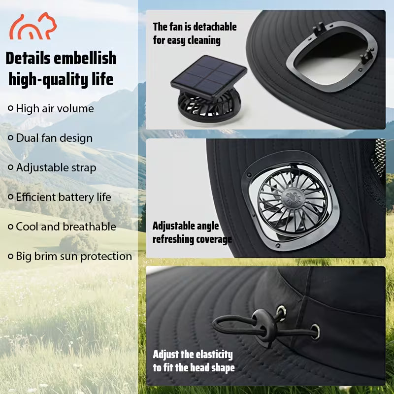 Solar Powered Dual-Fan Cooling Sun Hat