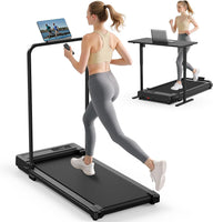 Walking Pad Treadmill for Home - Folding Treadmills with Handle Bar Portable Compact Fold up Indoor Foldable Handles Electric Walk Pads Small Spaces Mini Running Quiet Under Bed Office