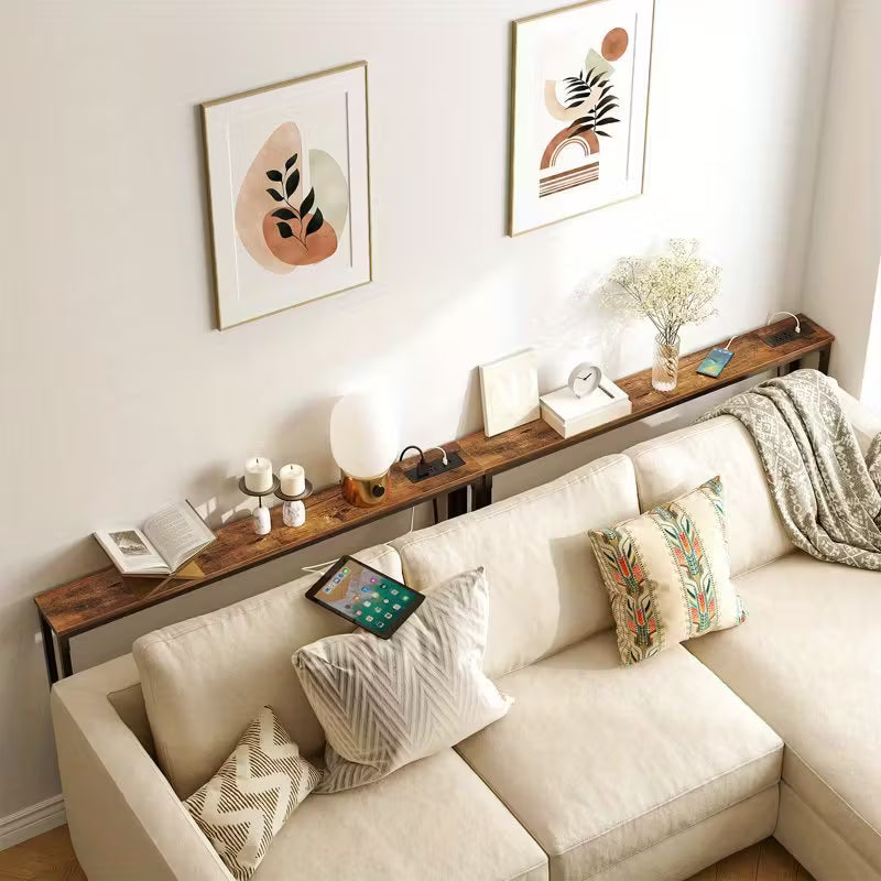 Slim Behind Sofa Table With Built-In Outlets