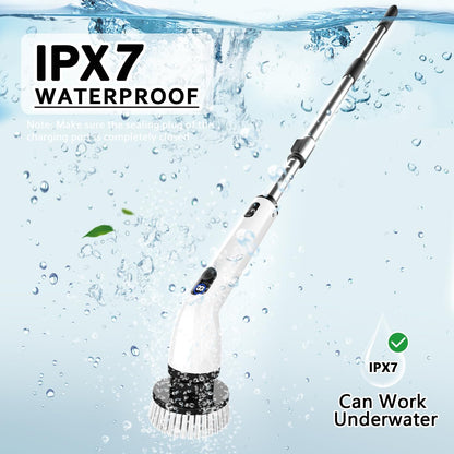 Cordless Electric Spin Scrubber with Long Handle & 8 Brush Heads