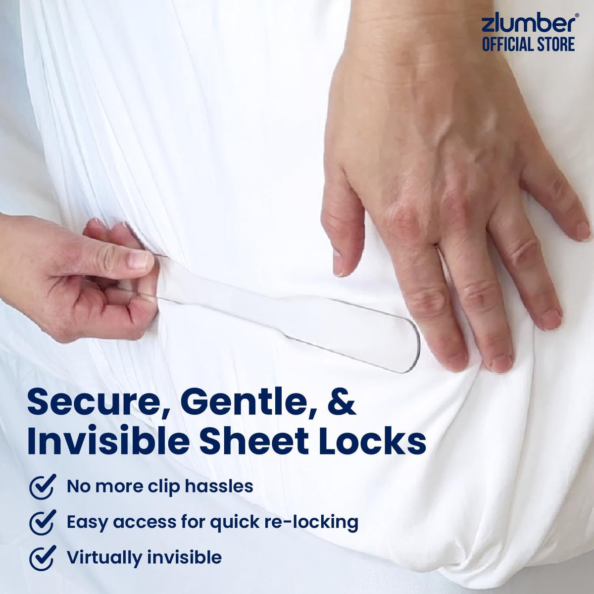 The Original USA Patented ZlumberLock - Secure Sheet Holder with Heavy-Duty Mattress Straps – No More Loose Bedding, Universal Fit, Easy One-Time Installation
