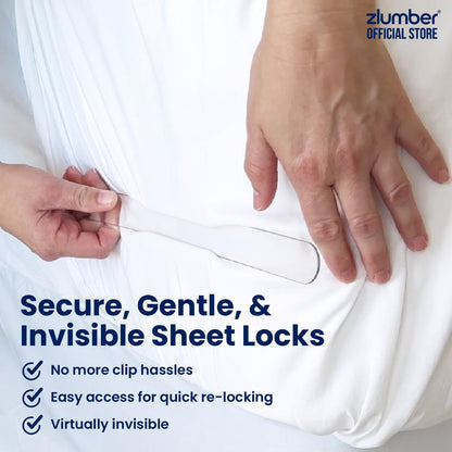 The Original USA Patented ZlumberLock - Secure Sheet Holder with Heavy-Duty Mattress Straps – No More Loose Bedding, Universal Fit, Easy One-Time Installation