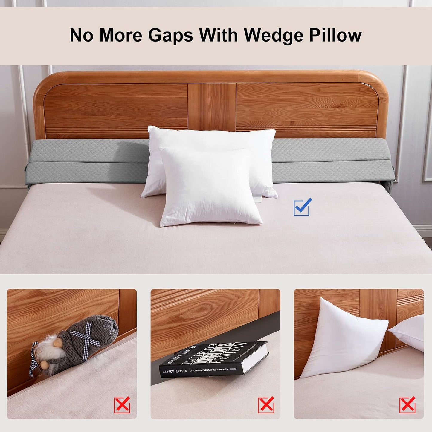 Memory Foam Bed Gap Pillow with Side Storage Pocket