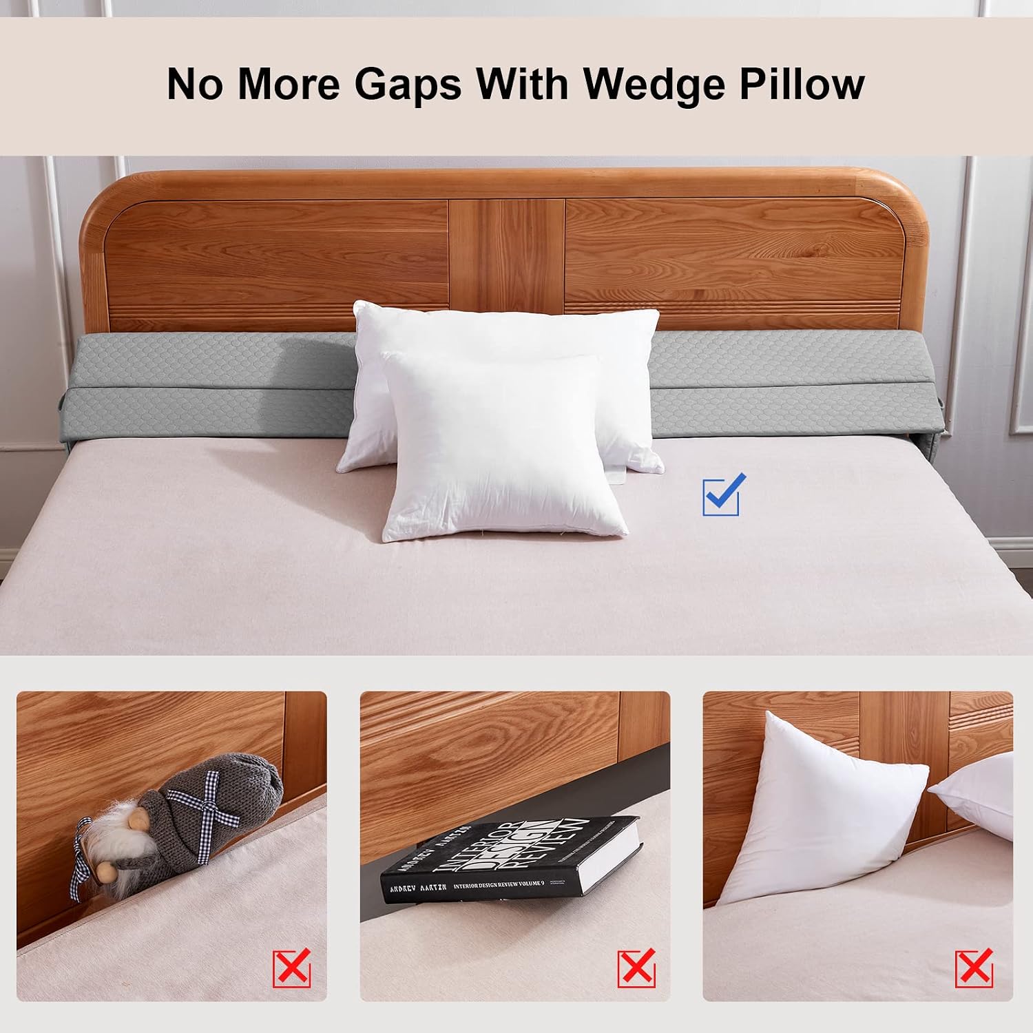 Memory Foam Bed Gap Pillow with Side Storage Pocket