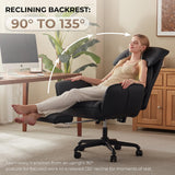 Cross-Legged Recliner Office Chair with Pivoting Armrests & Footrest