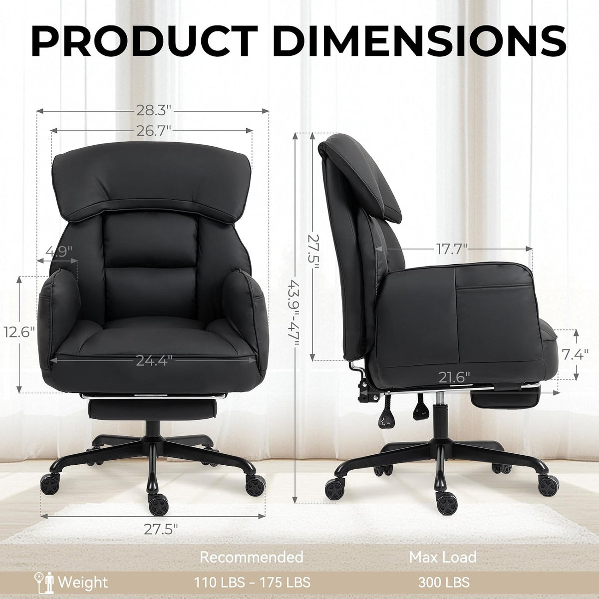 Cross-Legged Recliner Office Chair with Pivoting Armrests & Footrest
