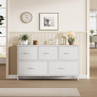 Wide 5-Drawer Fabric Dresser with Wood Top