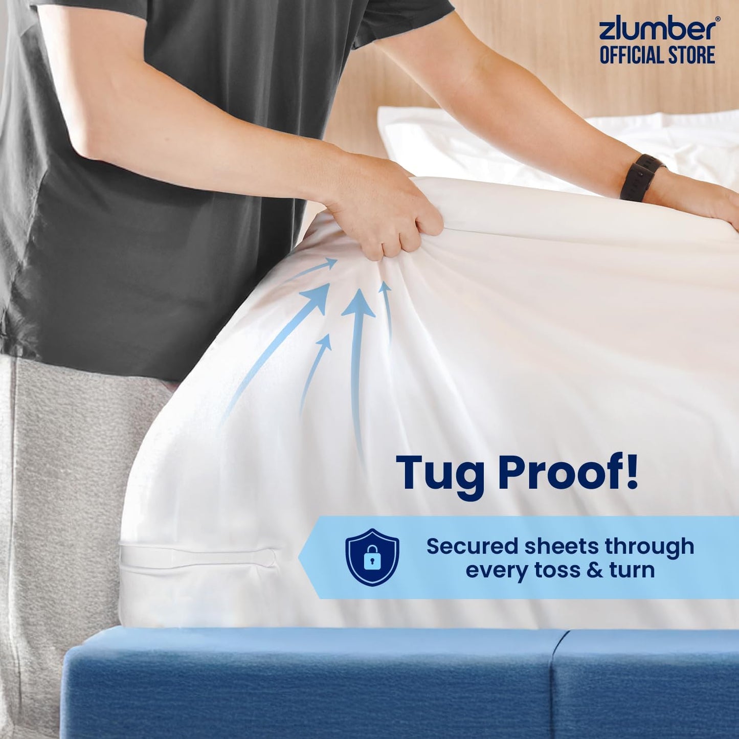 The Original USA Patented ZlumberLock - Secure Sheet Holder with Heavy-Duty Mattress Straps – No More Loose Bedding, Universal Fit, Easy One-Time Installation