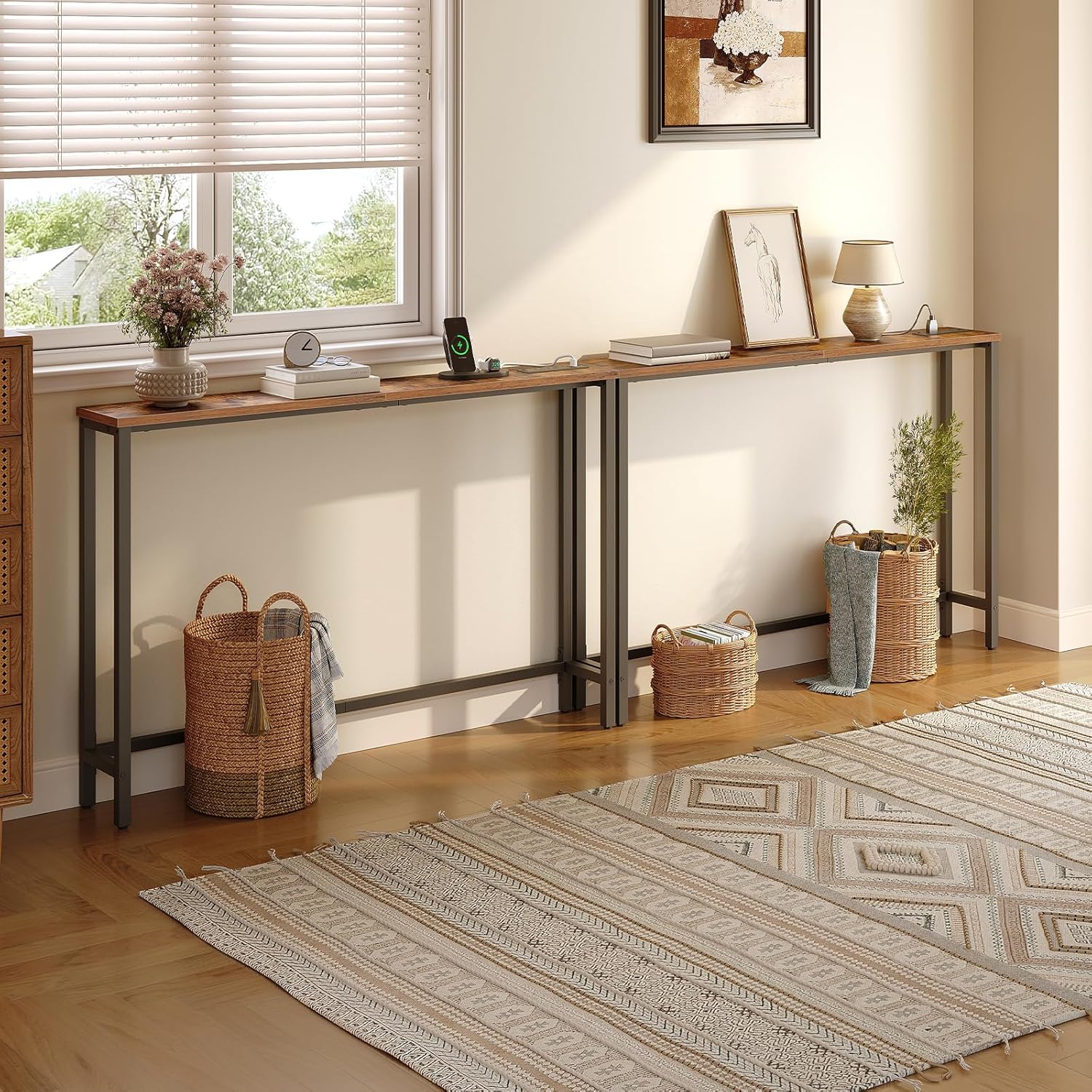 SlimFit Behind-Sofa Table WIth Built-In Outlets.