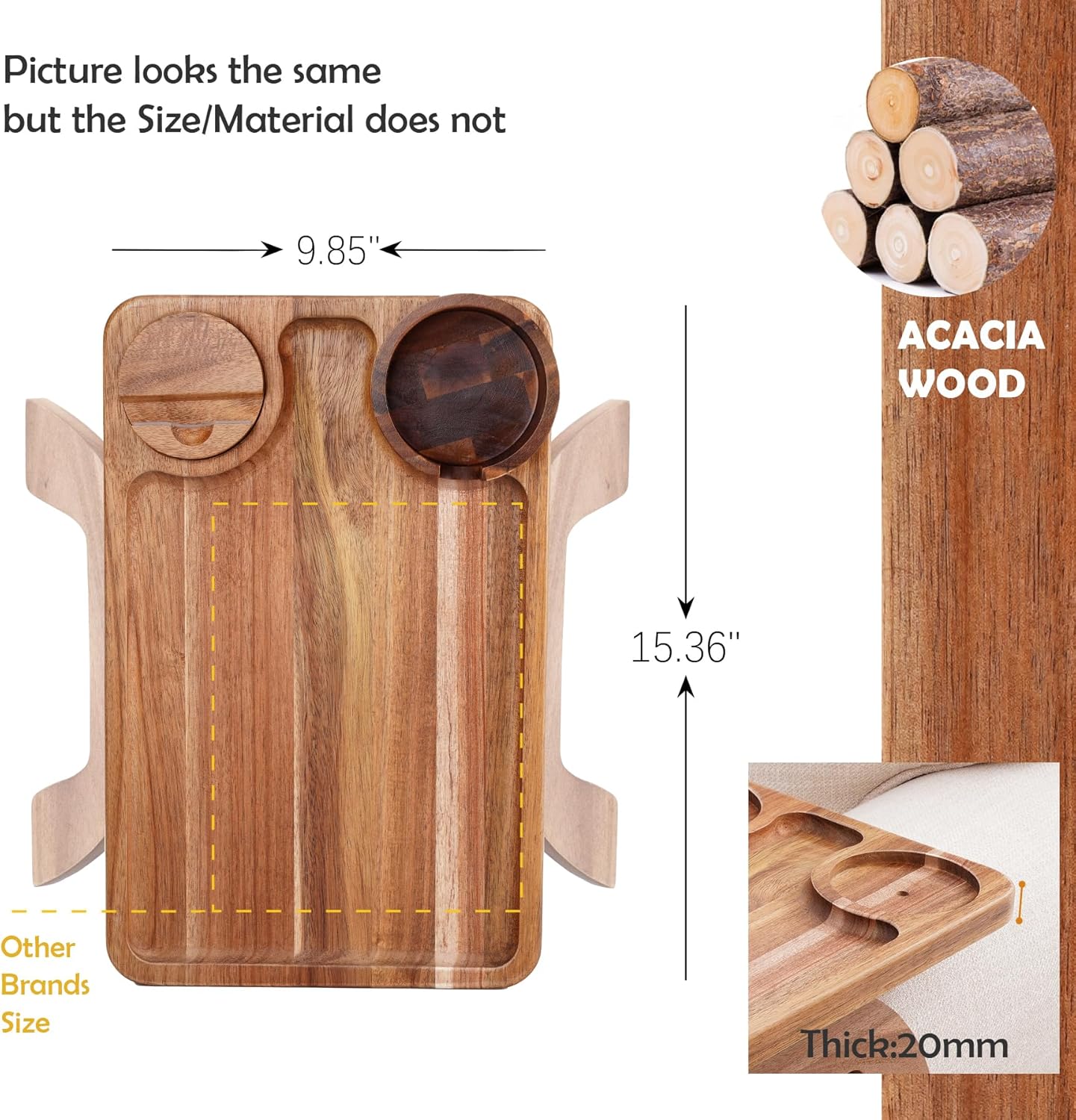 3-in-1 Foldable Sofa Arm Tray Table With 360° Phone Holder