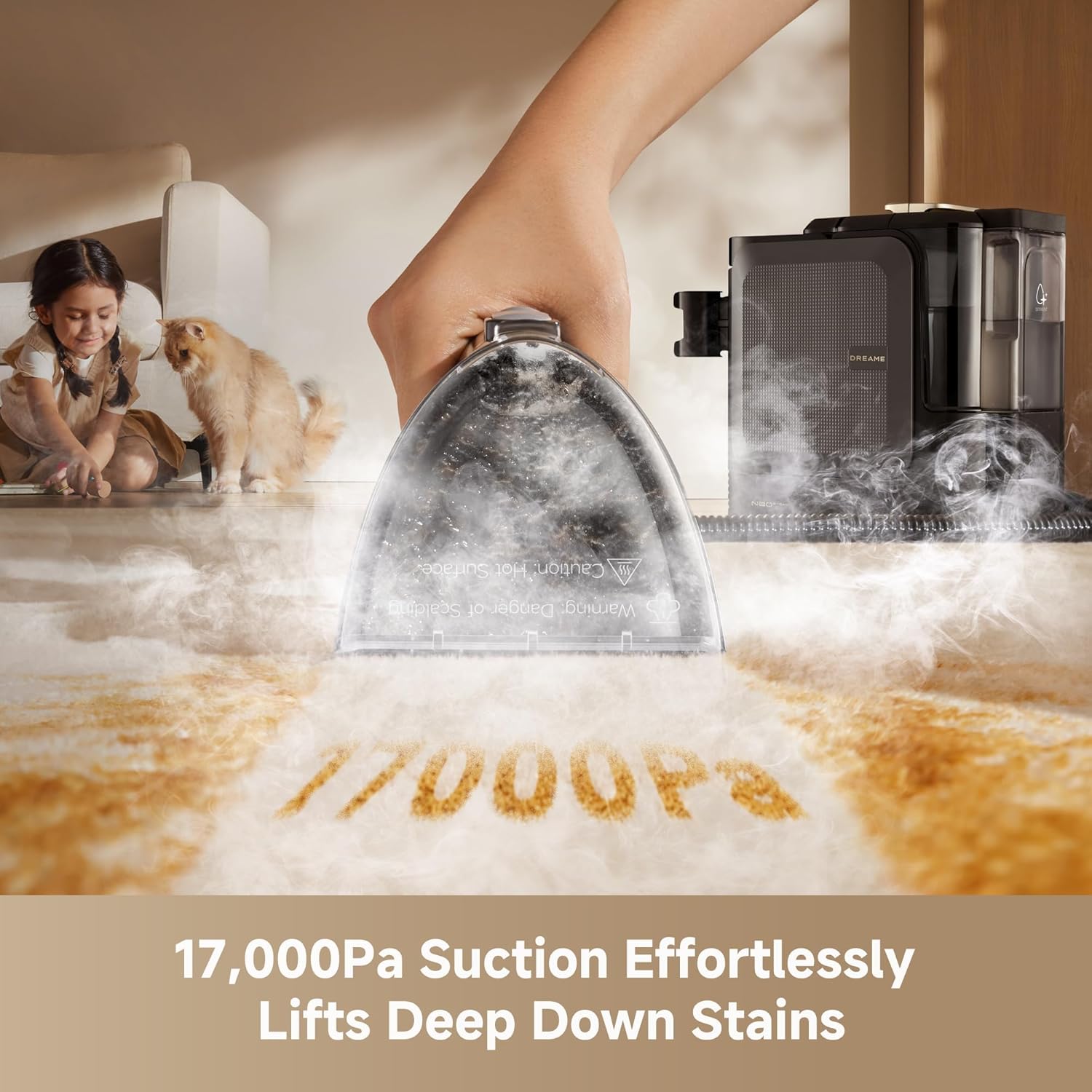 DREAME N20 Portable Steam Carpet & Upholstery Cleaner — Self-Cleaning, 17Kpa Suctio