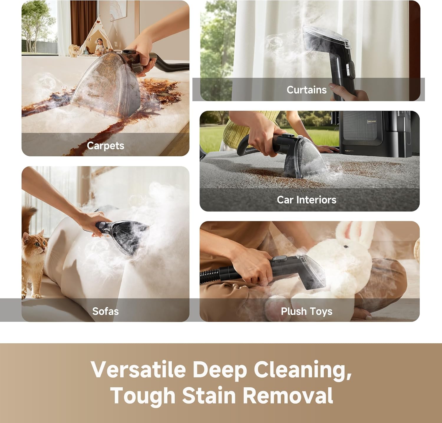 DREAME N20 Portable Steam Carpet & Upholstery Cleaner — Self-Cleaning, 17Kpa Suctio