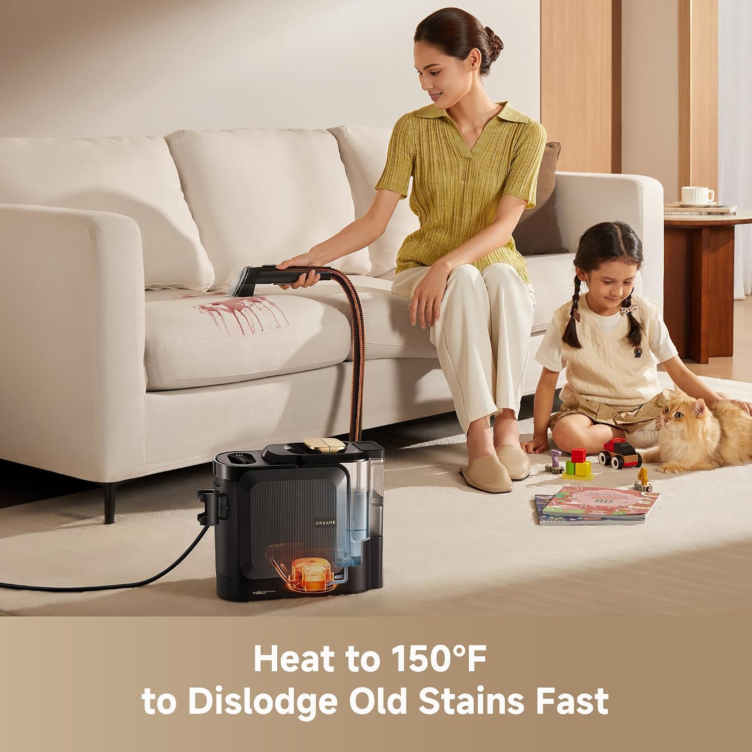DREAME N20 Portable Steam Carpet & Upholstery Cleaner — Self-Cleaning, 17Kpa Suctio