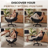 Cross-Legged Recliner Office Chair with Pivoting Armrests & Footrest