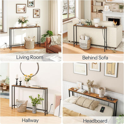 Slim Integrated Power Console Table