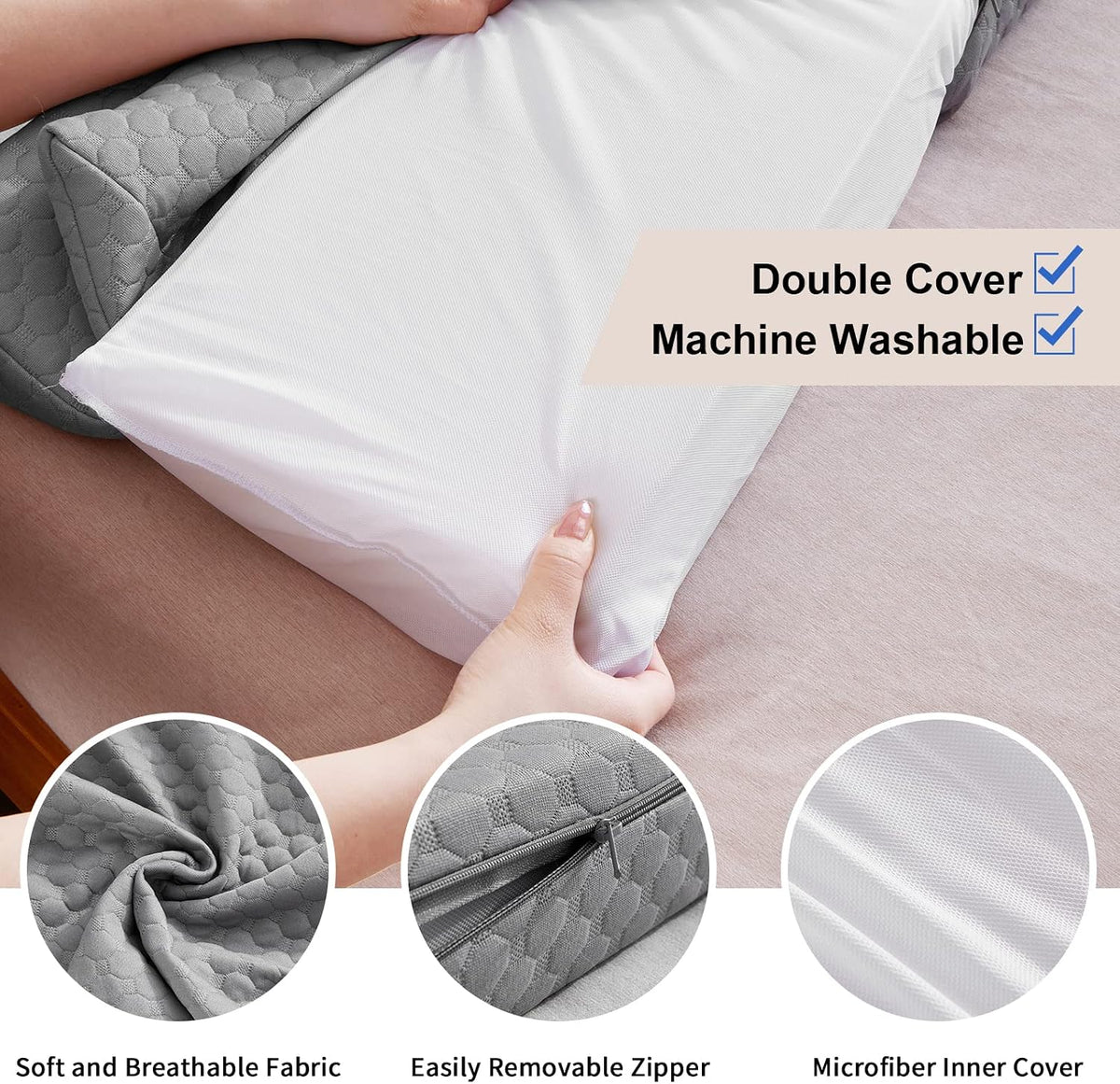 Memory Foam Bed Gap Pillow with Side Storage Pocket