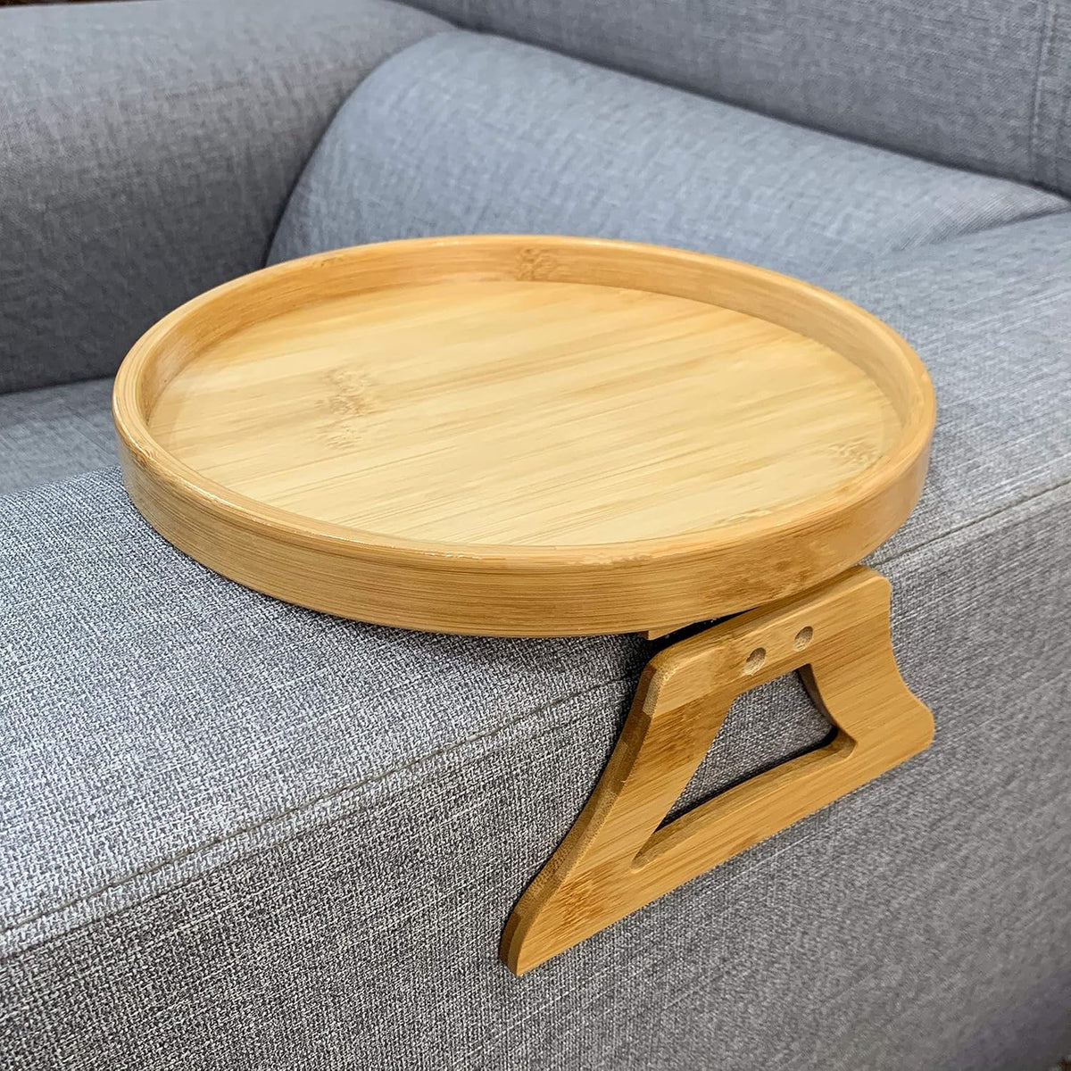 Natural Bamboo Clip-On Sofa Arm Tray
