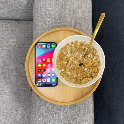 Natural Bamboo Clip-On Sofa Arm Tray