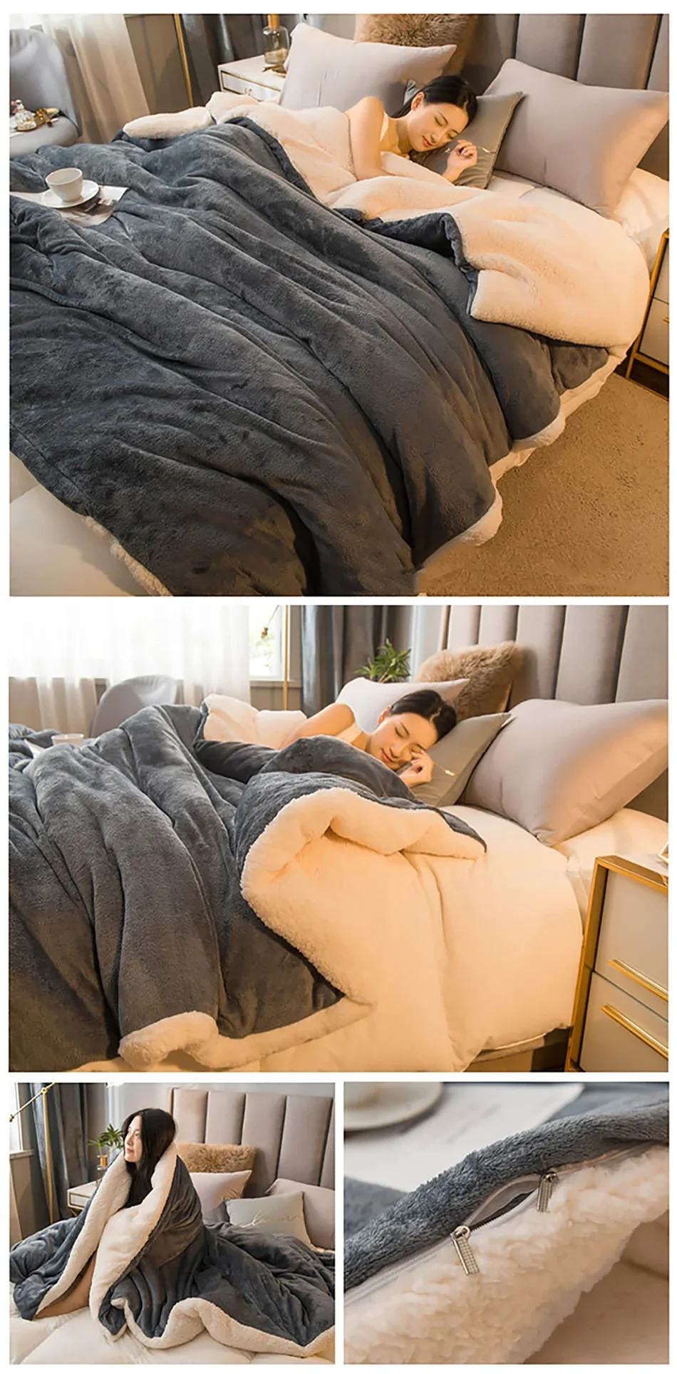 Wool Throw Blanket – Double-Sided Warmth