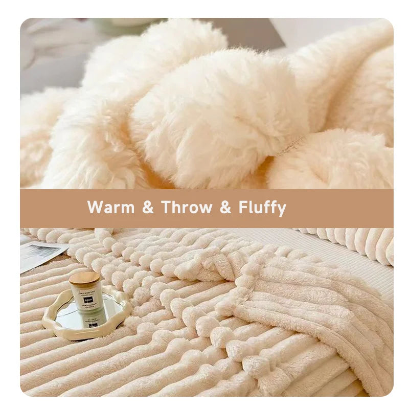 Throw Blanket – Ultra-Soft 250GSM Fluffy Warmth Decorative Striped Winter Nap