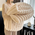 Throw Blanket – Ultra-Soft 250GSM Fluffy Warmth Decorative Striped Winter Nap