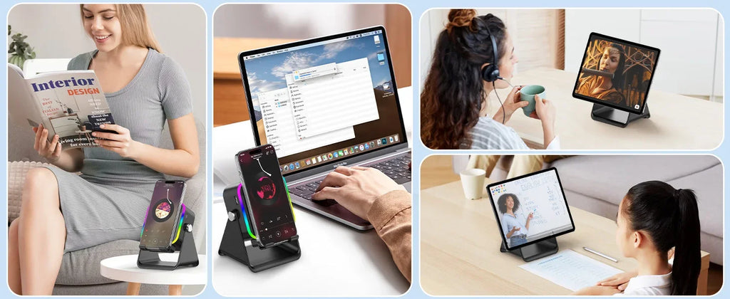 5-In-1 Wireless Speaker Stand – Auto-Induction Bluetooth, 8-Mode RGB Lighting