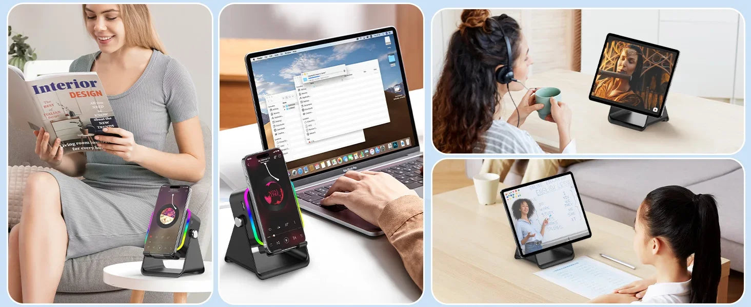 5-In-1 Wireless Speaker Stand – Auto-Induction Bluetooth, 8-Mode RGB Lighting