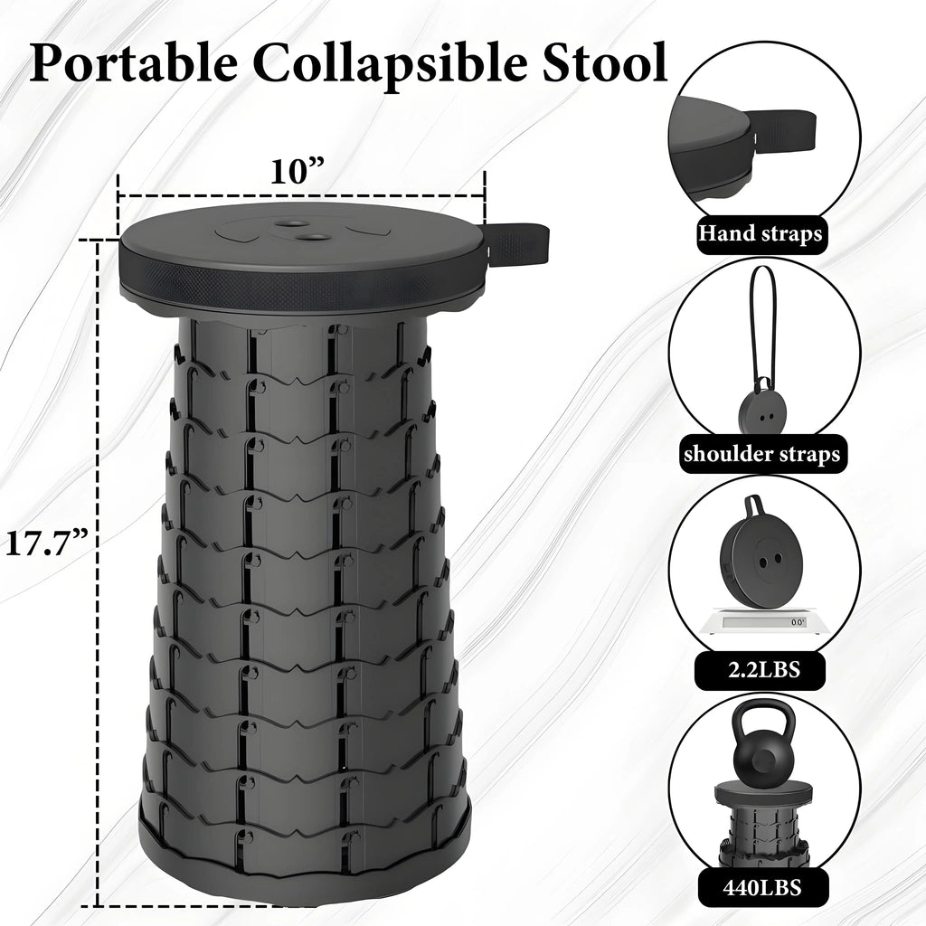 Portable Folding Stool - Lightweight Compact Outdoor Seat For Camping Trips