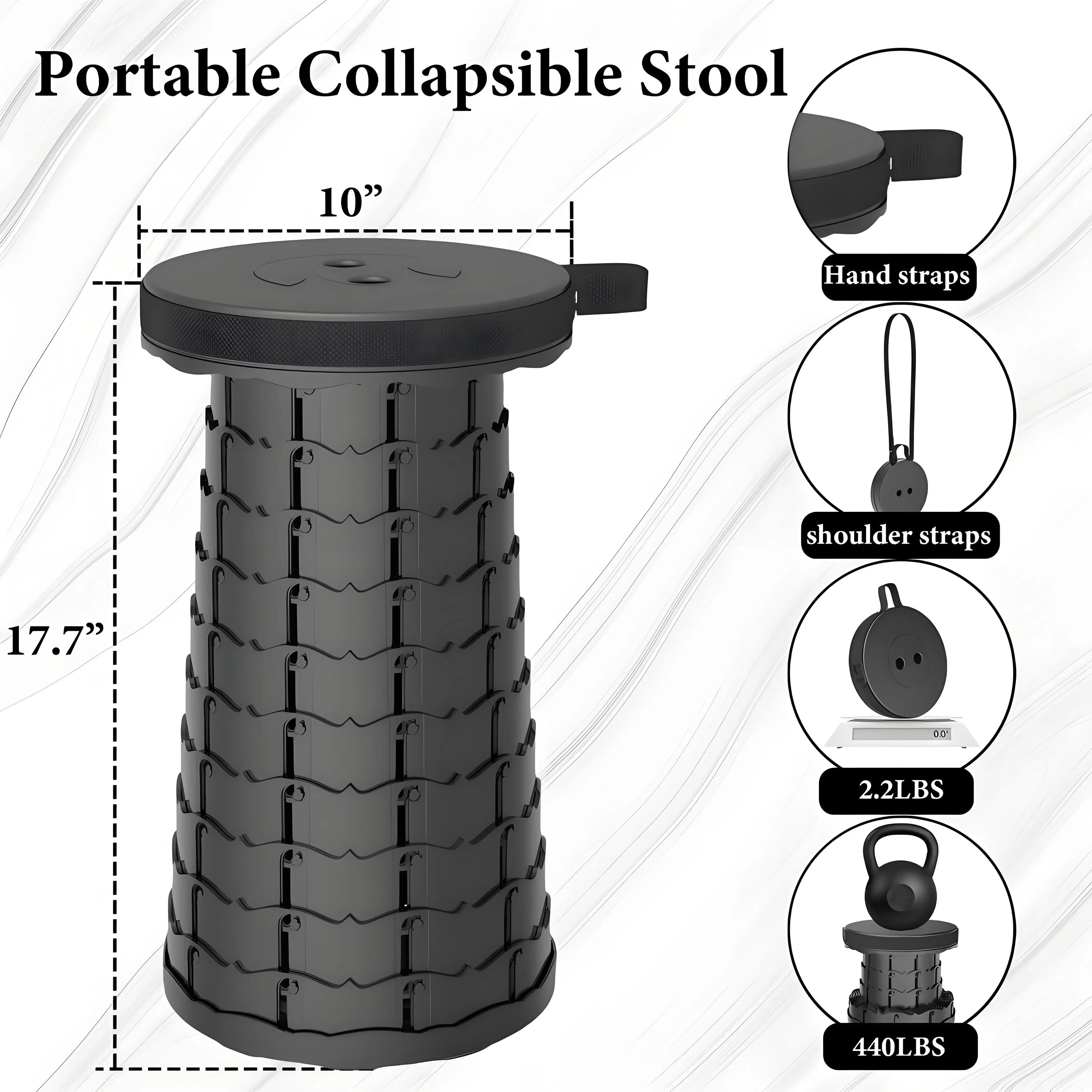 Portable Folding Stool - Lightweight Compact Outdoor Seat For Camping Trips