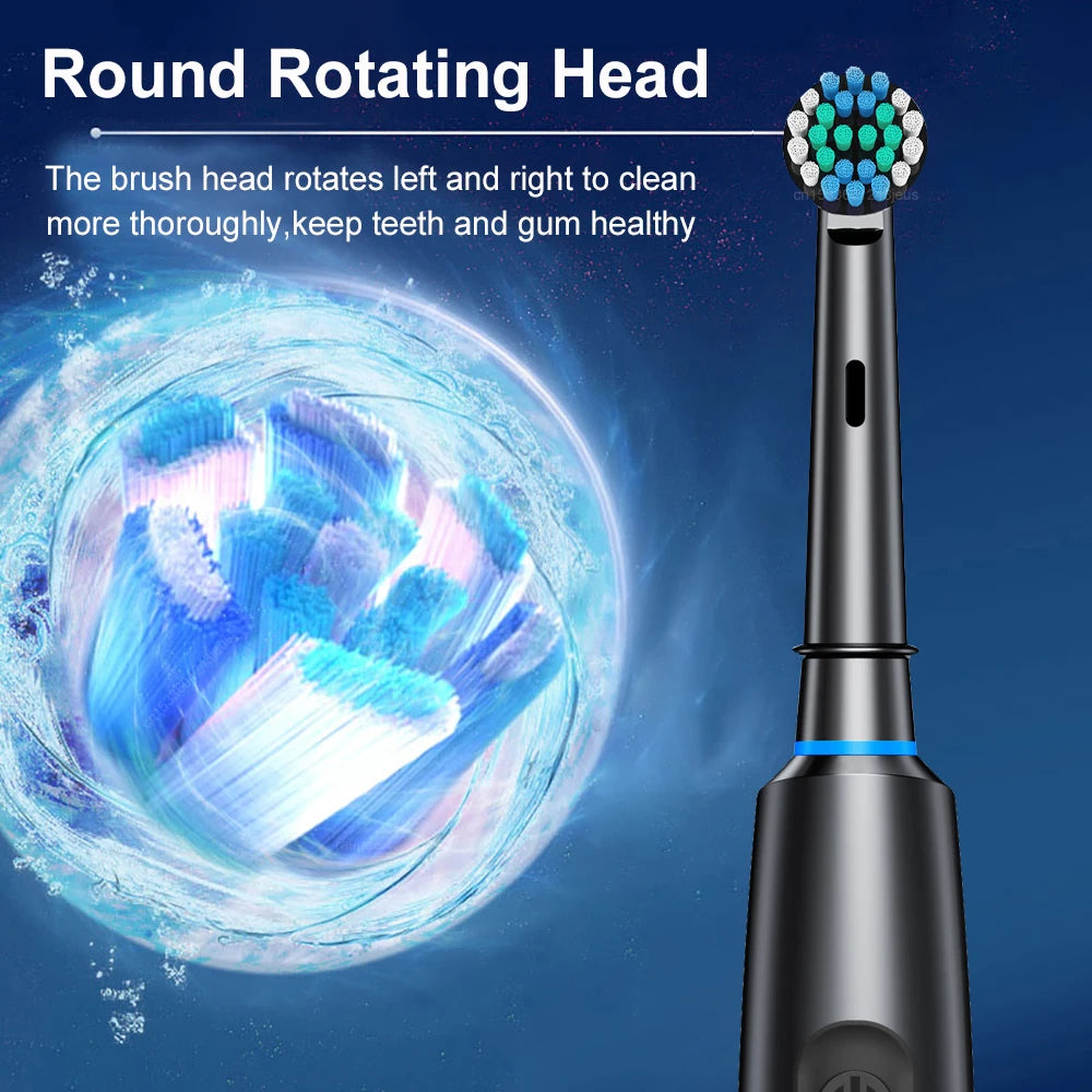 Electric Toothbrush – Deep Clean Whitening With Ultrasonic Rotation And Replacement Heads