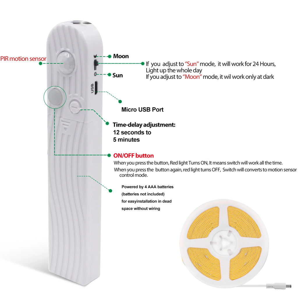 COB LED Strip – Motion Sensor Battery Powered Night Light