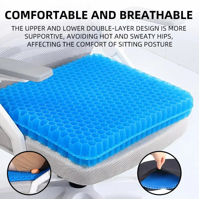 Gel Seat Cushion – Breathable Honeycomb Design For Pressure Relief At Desk