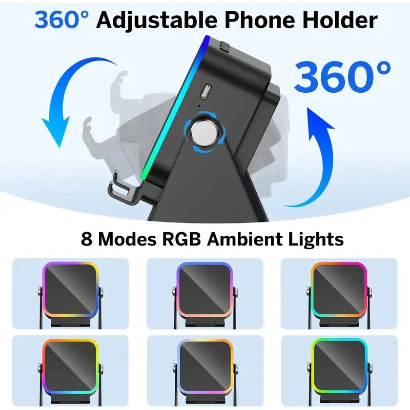 5-In-1 Wireless Speaker Stand – Auto-Induction Bluetooth, 8-Mode RGB Lighting