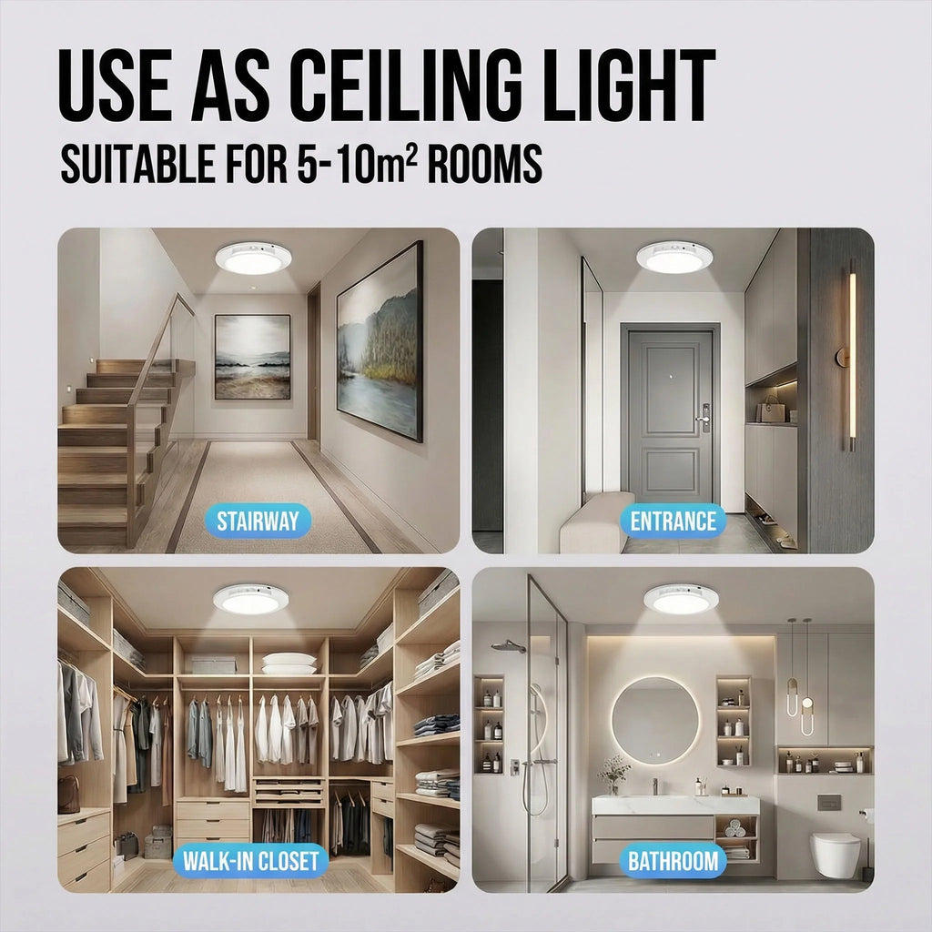 Motion Sensor Ceiling Light – USB-C Rechargeable Magnetic Lamp With Remote