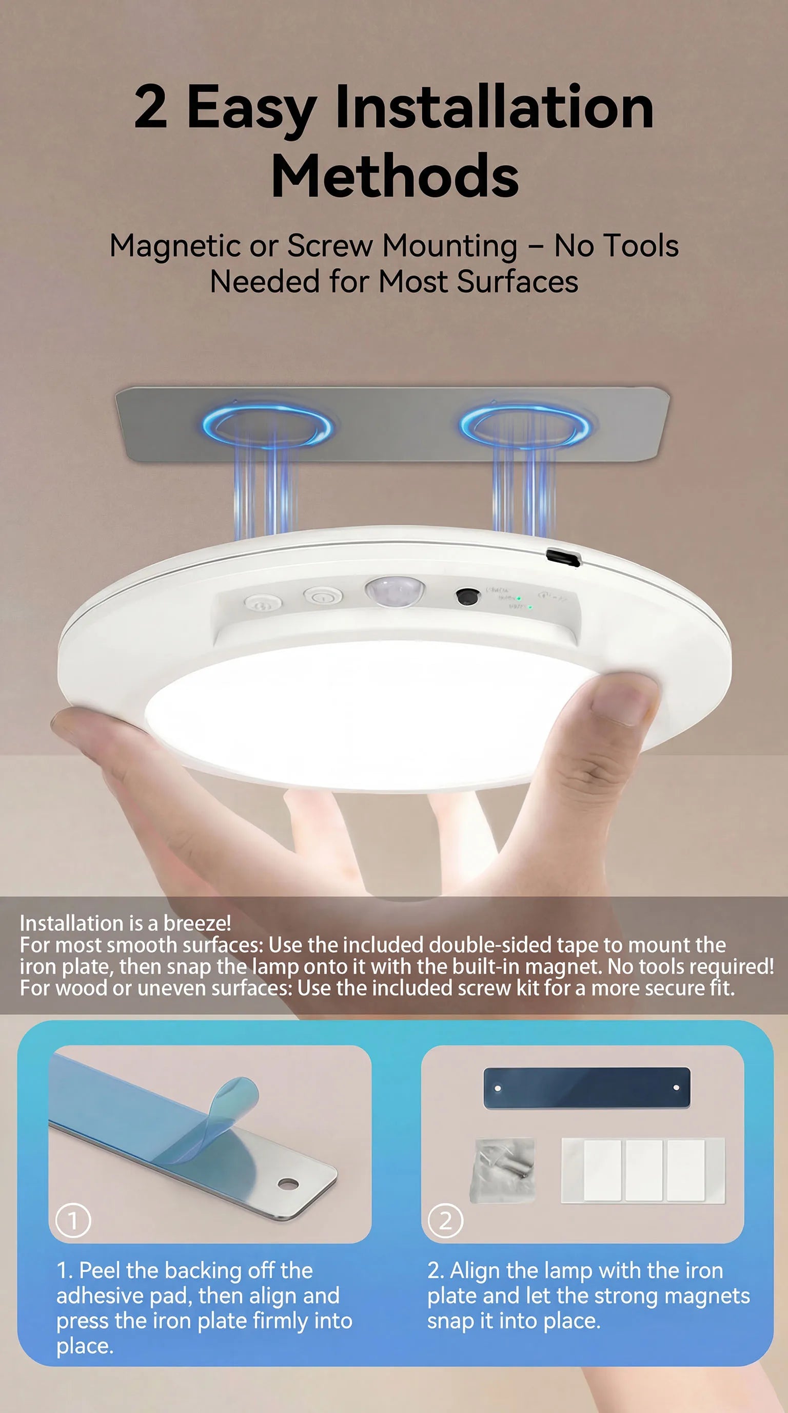 Motion Sensor Ceiling Light – USB-C Rechargeable Magnetic Lamp With Remote