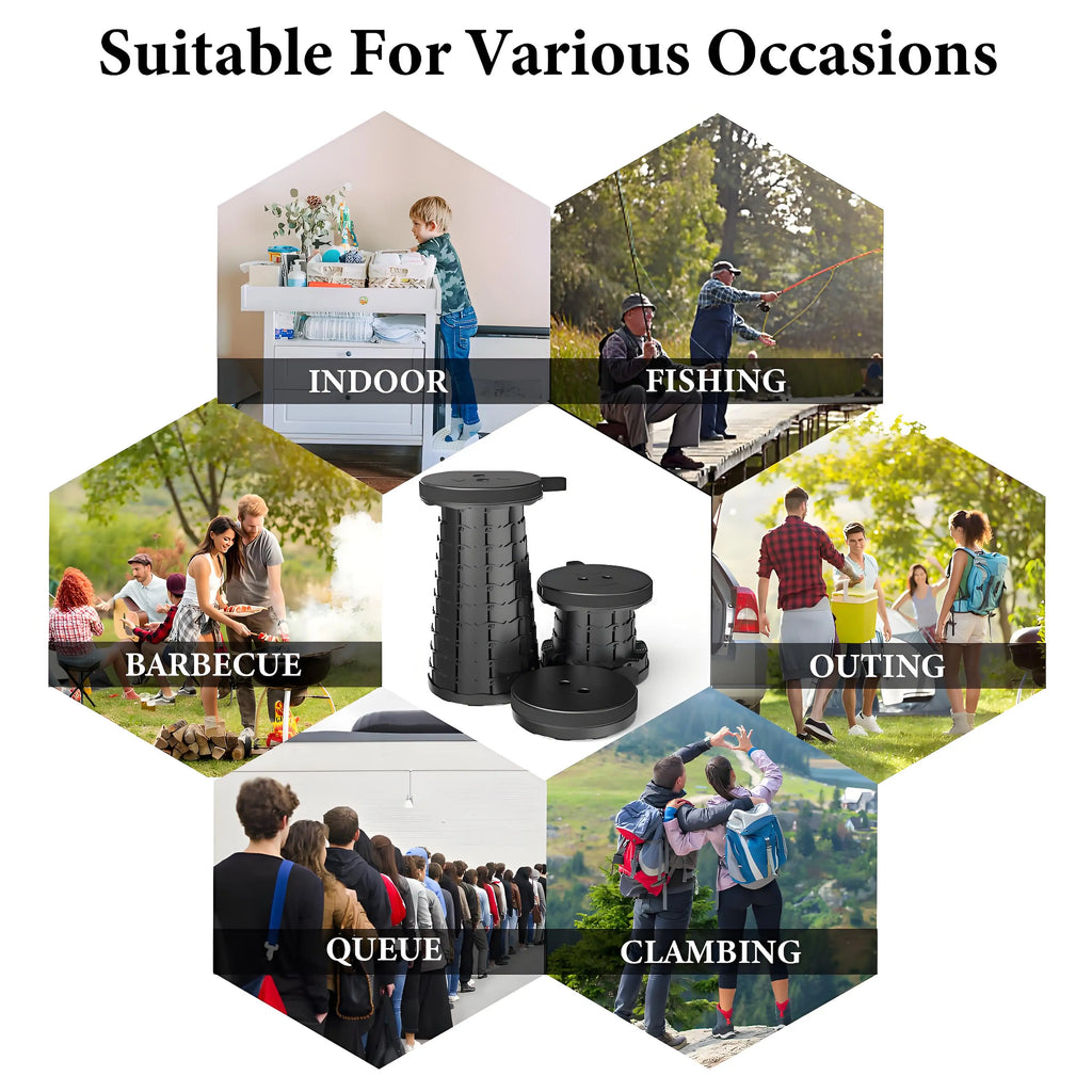 Portable Folding Stool - Lightweight Compact Outdoor Seat For Camping Trips