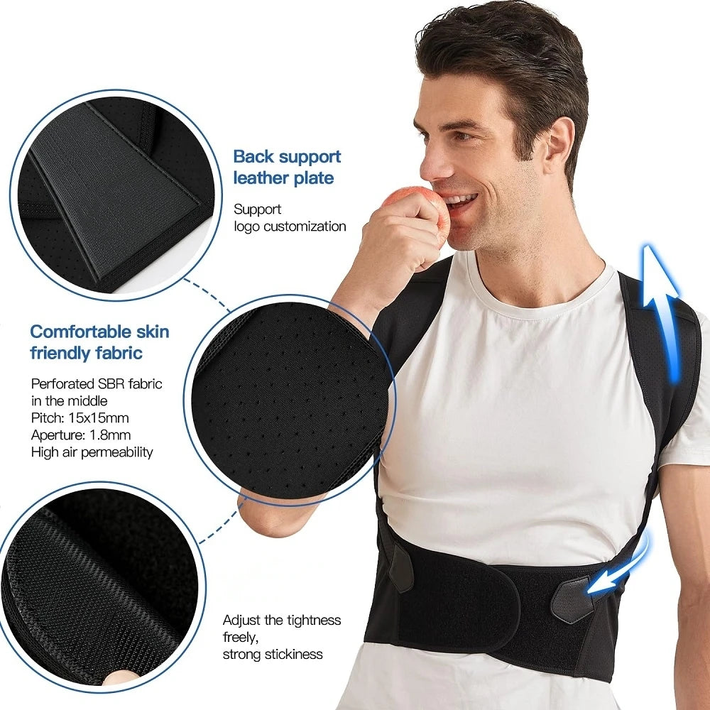 Back Brace – Posture Corrector, Adjustable Full Back Support