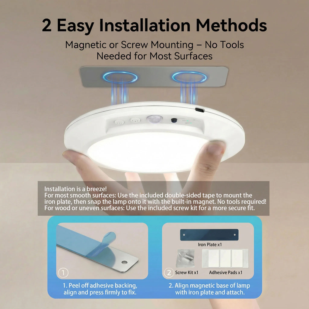 Motion Sensor Ceiling Light – USB-C Rechargeable Magnetic Lamp With Remote