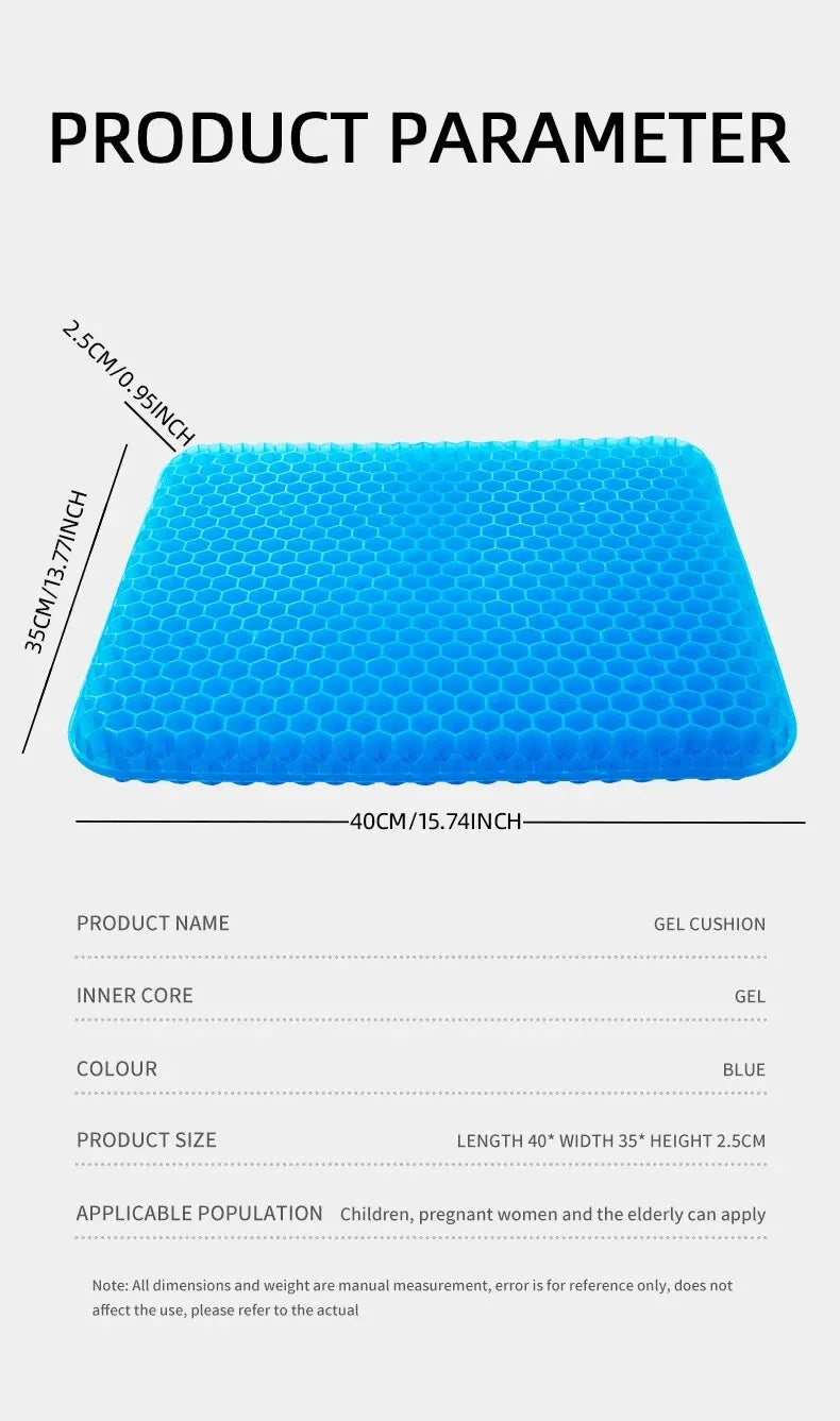 Gel Seat Cushion – Breathable Honeycomb Design For Pressure Relief At Desk