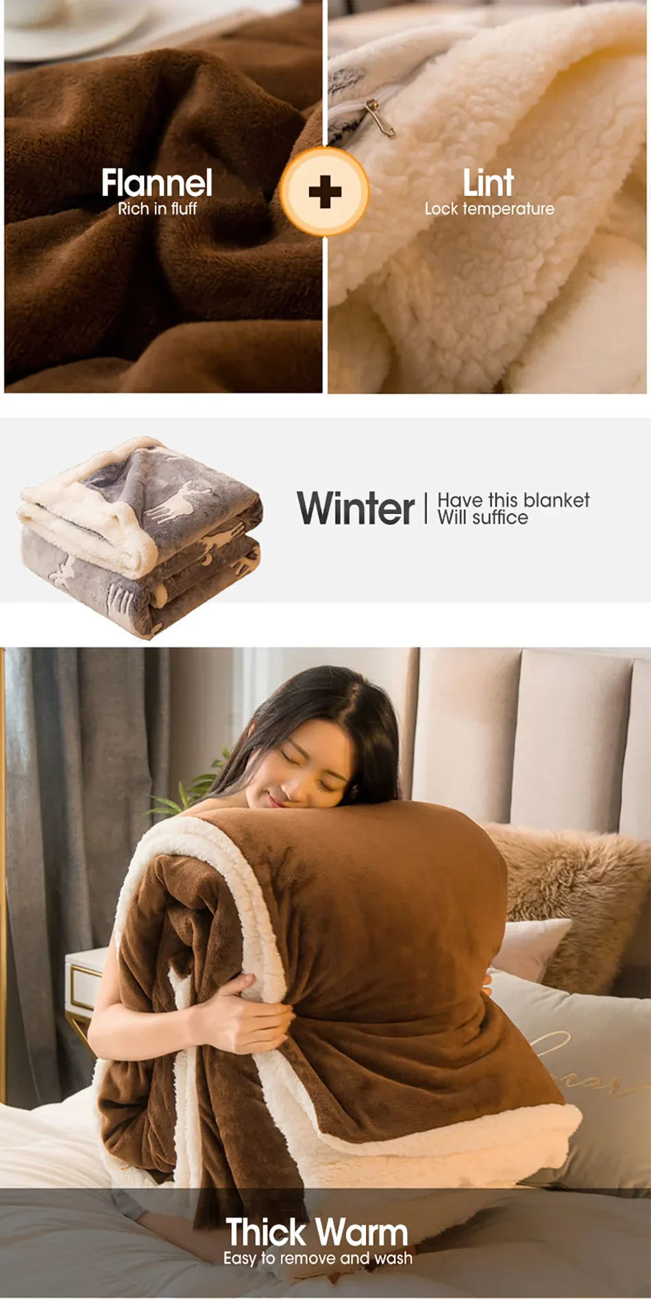 Wool Throw Blanket – Double-Sided Warmth