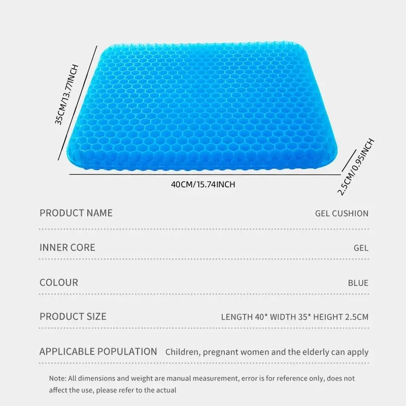 Gel Seat Cushion – Breathable Honeycomb Design For Pressure Relief At Desk