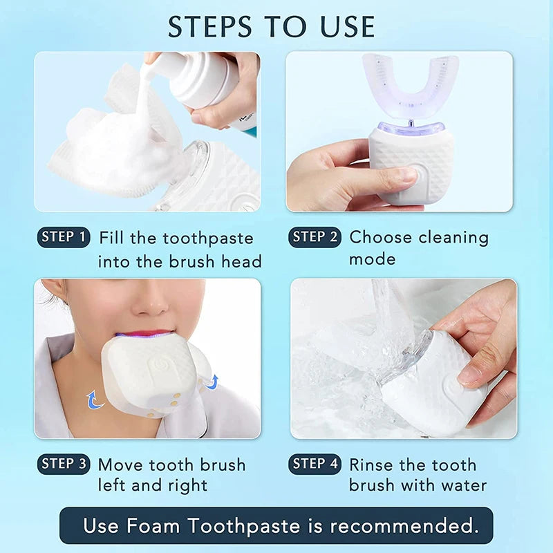 e U Shape Electric Toothbrush - 360 Degree Thorough Oral Cleaning Experience
