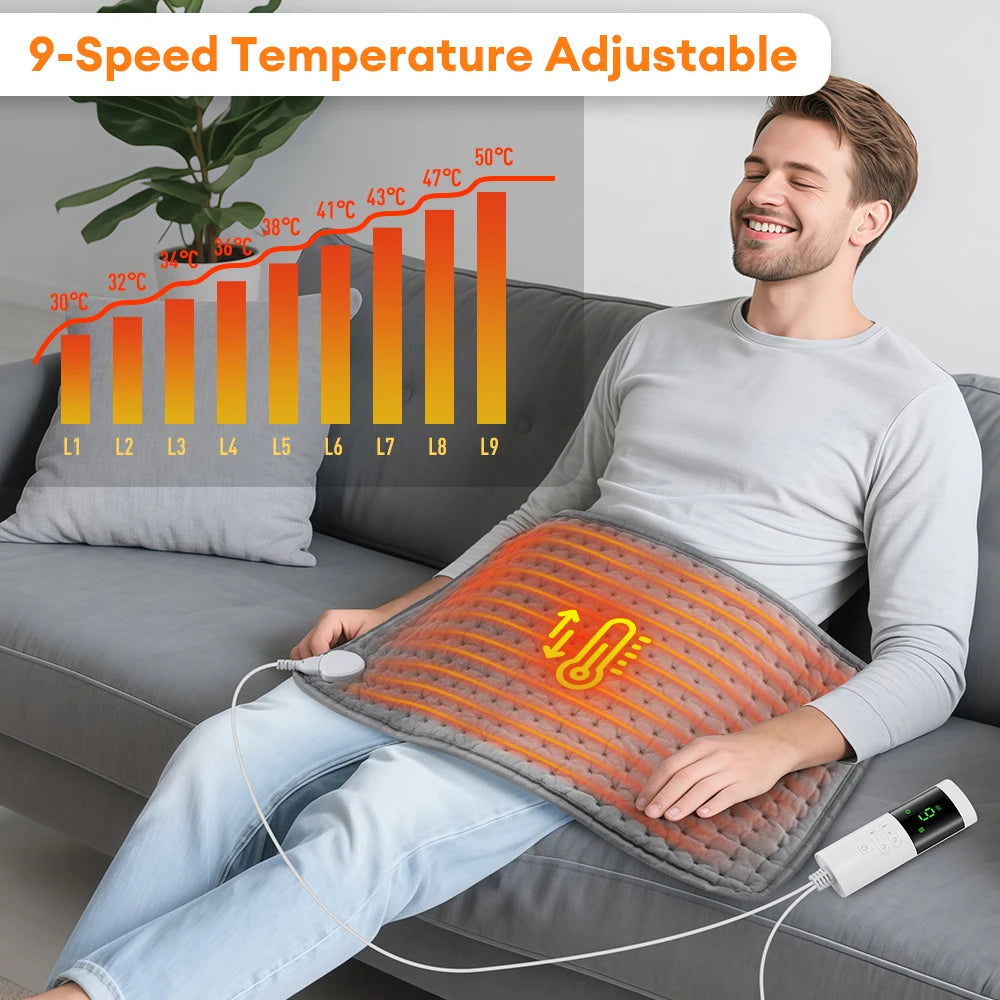 Electric Heating Pad - 9-Level Temperature With 4-Mode Timer, Body Warming Mat